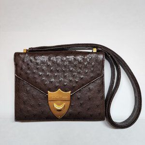 Vintage PALOMA PICASSO Brown Ostrich Skin Handbag Italy